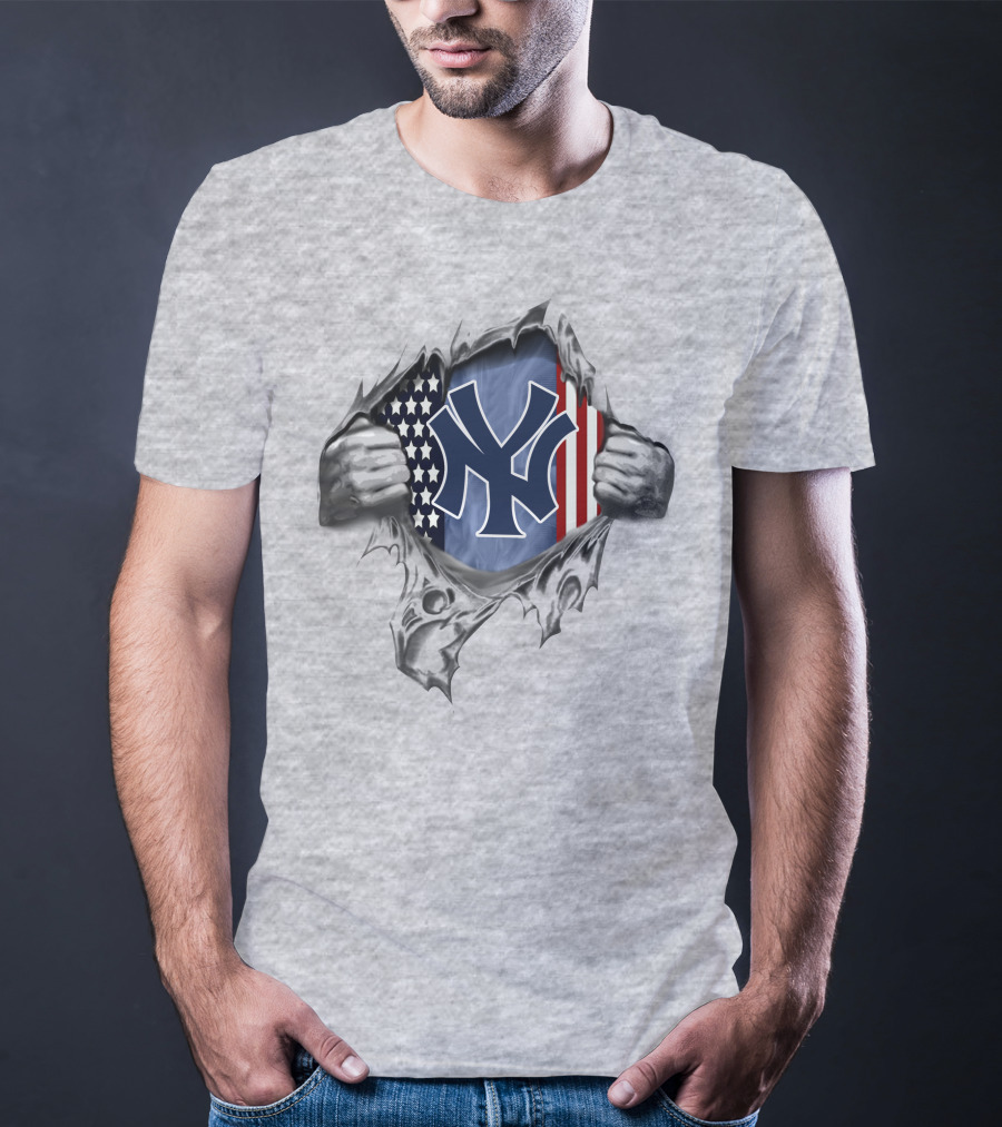 New York Yankees American Flag Torn Reveal T-Shirt