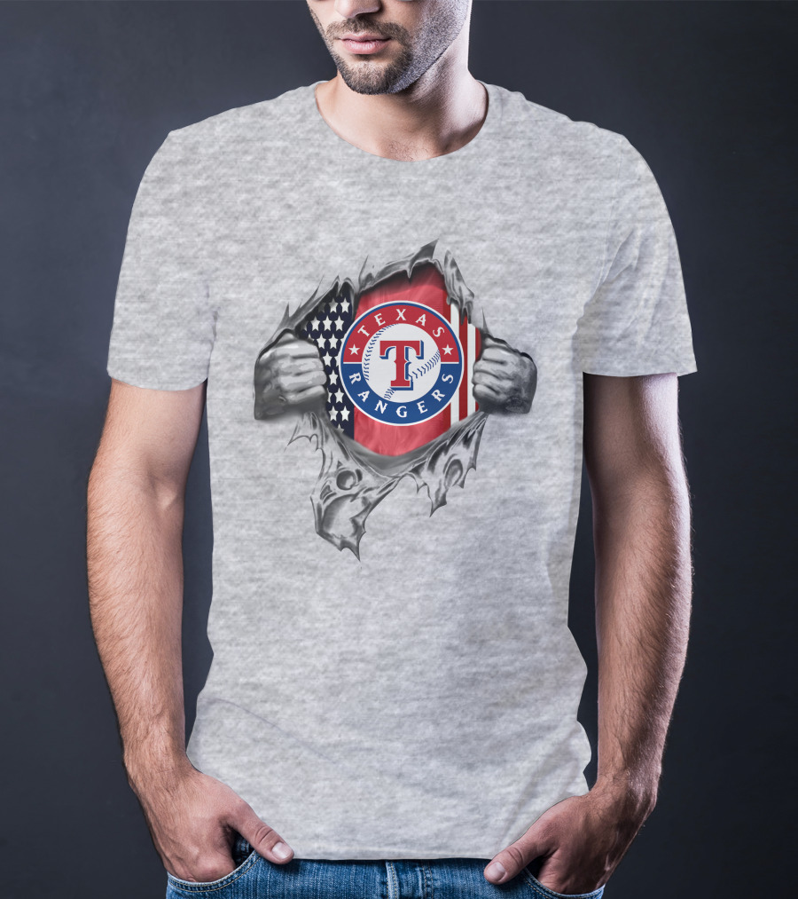 Texas Rangers American Flag Torn Reveal T-Shirt
