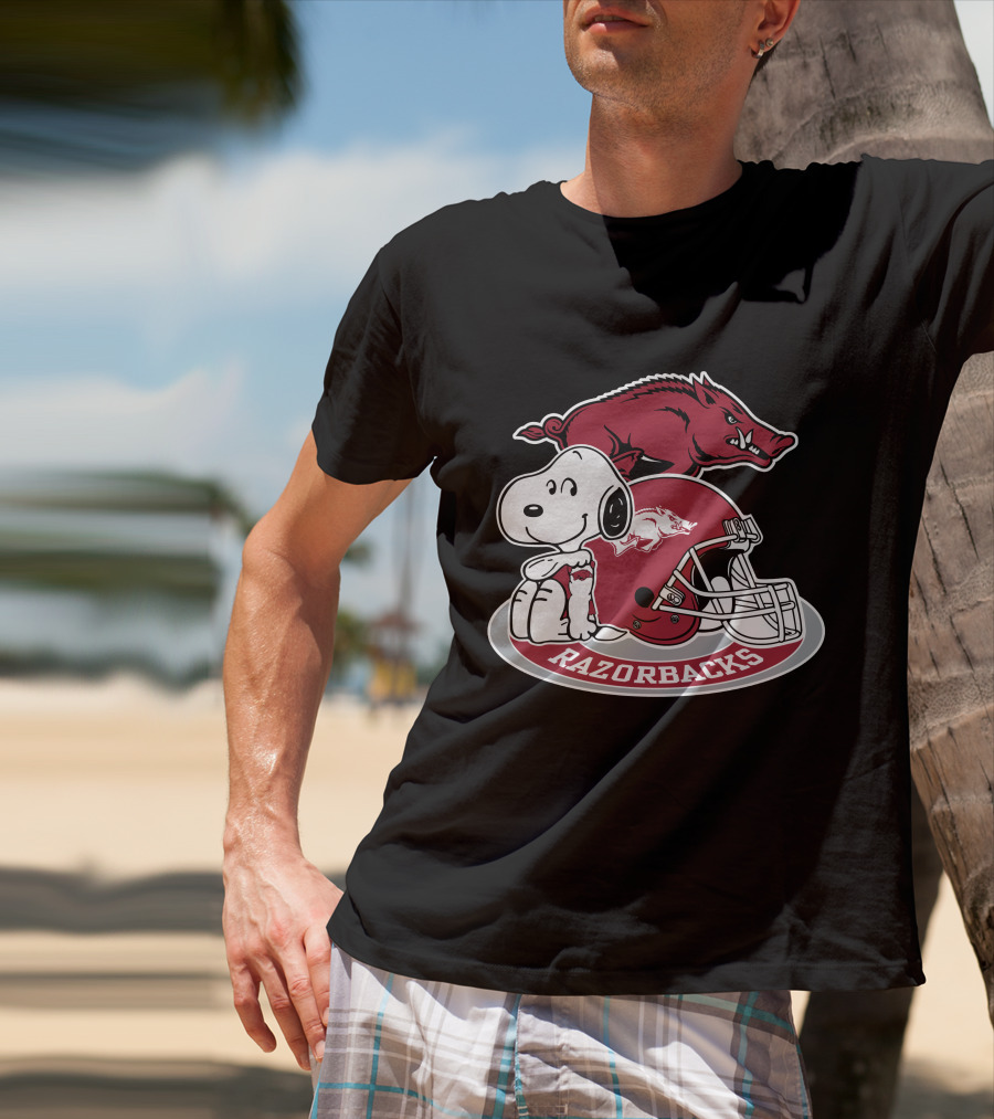 Arkansas Razorbacks Snoopy Football Helmet Razorbacks T-Shirt