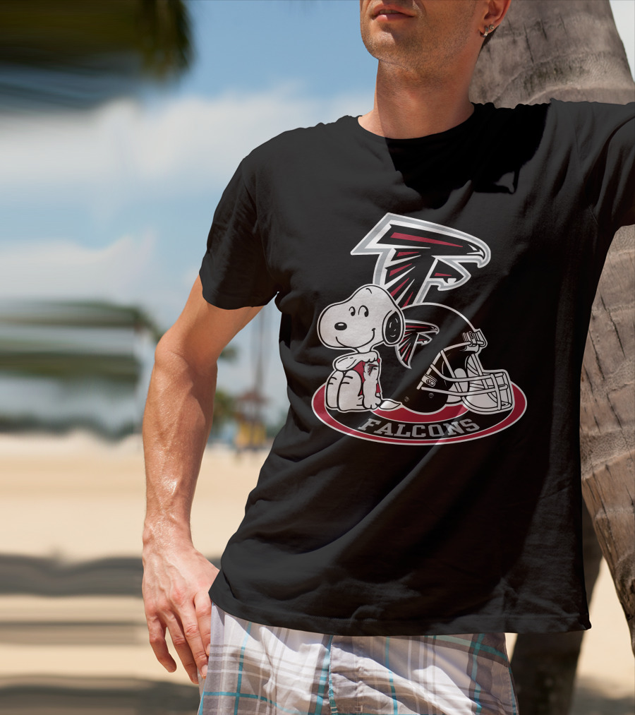 Atlanta Falcons Snoopy With Falcons Logo And Helmet T-Shirt