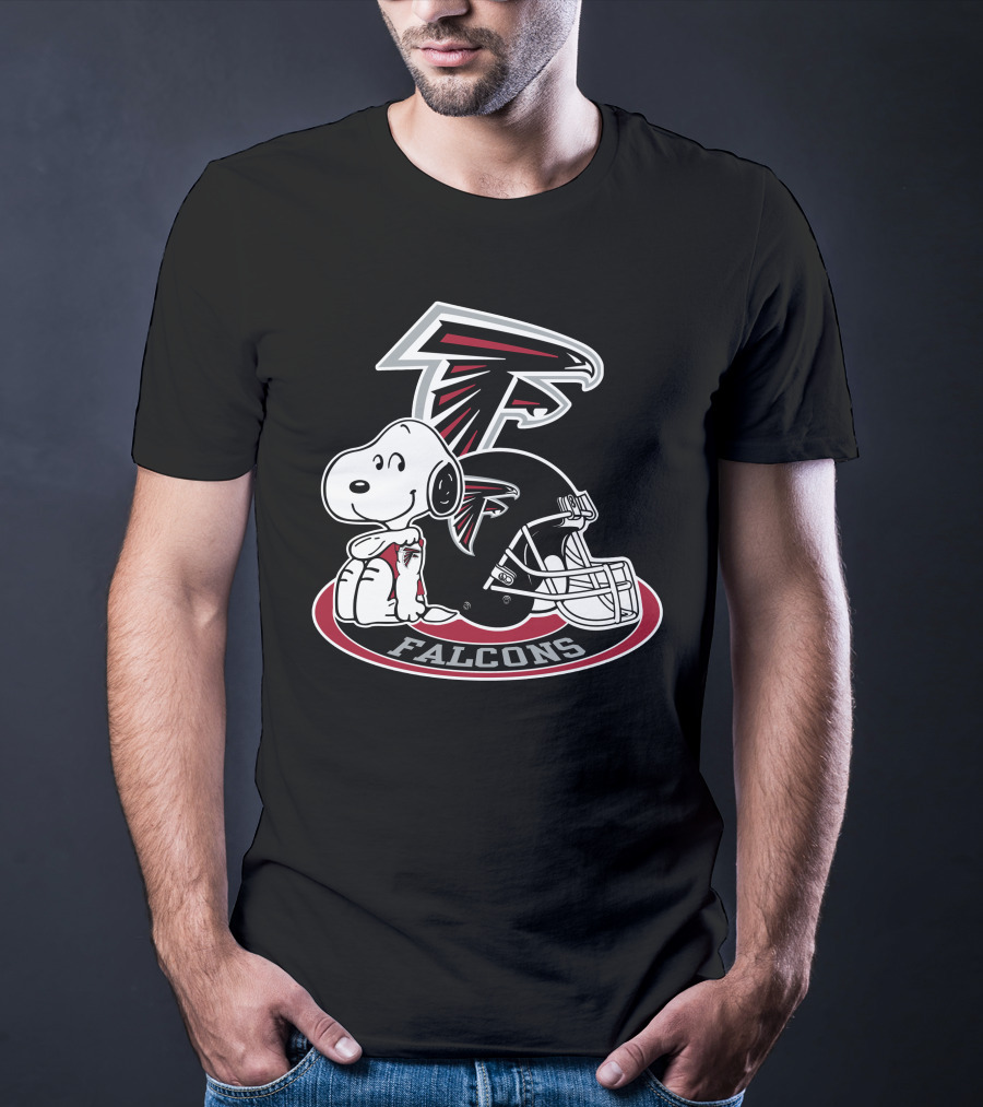 Atlanta Falcons Snoopy With Falcons Logo And Helmet T-Shirt