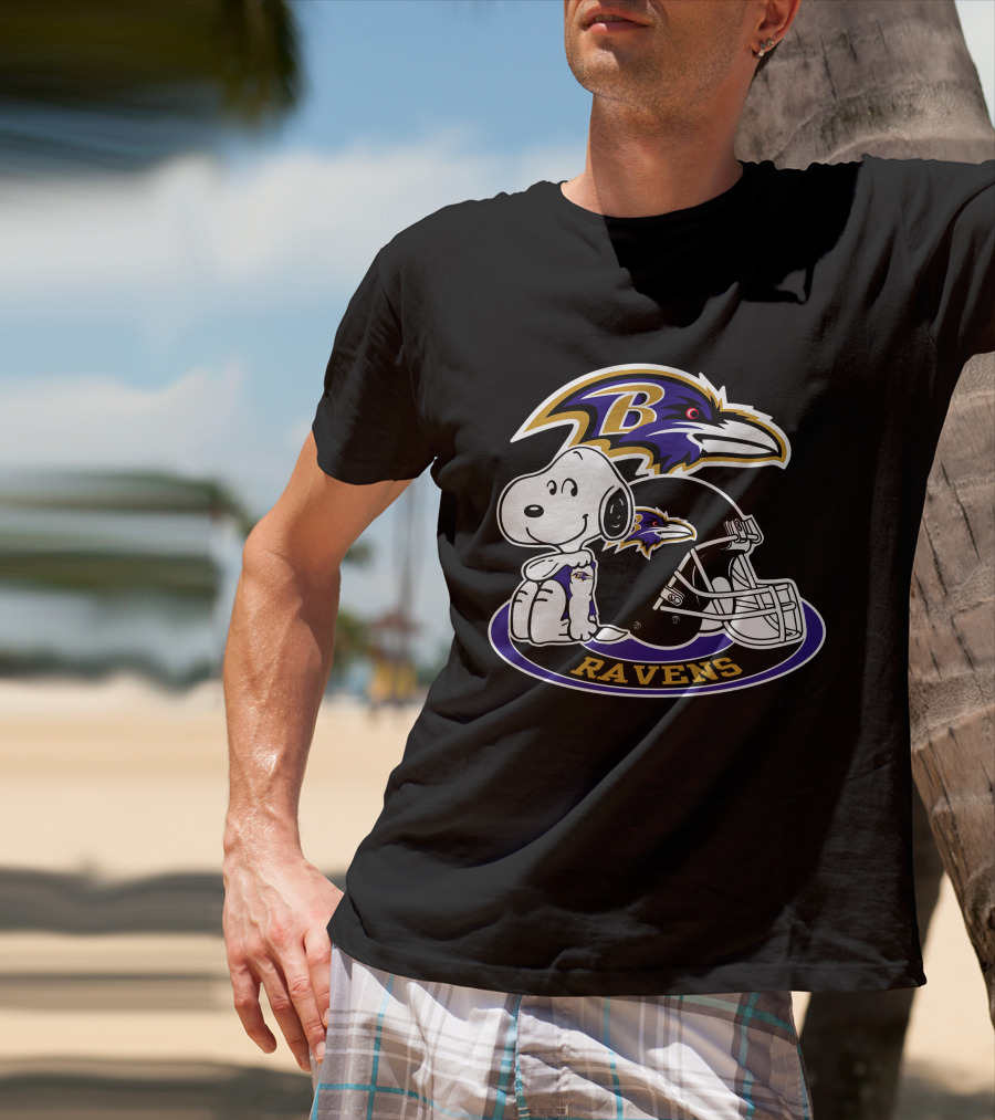 Baltimore Ravens Snoopy Helmet Logo Ravens T-Shirt