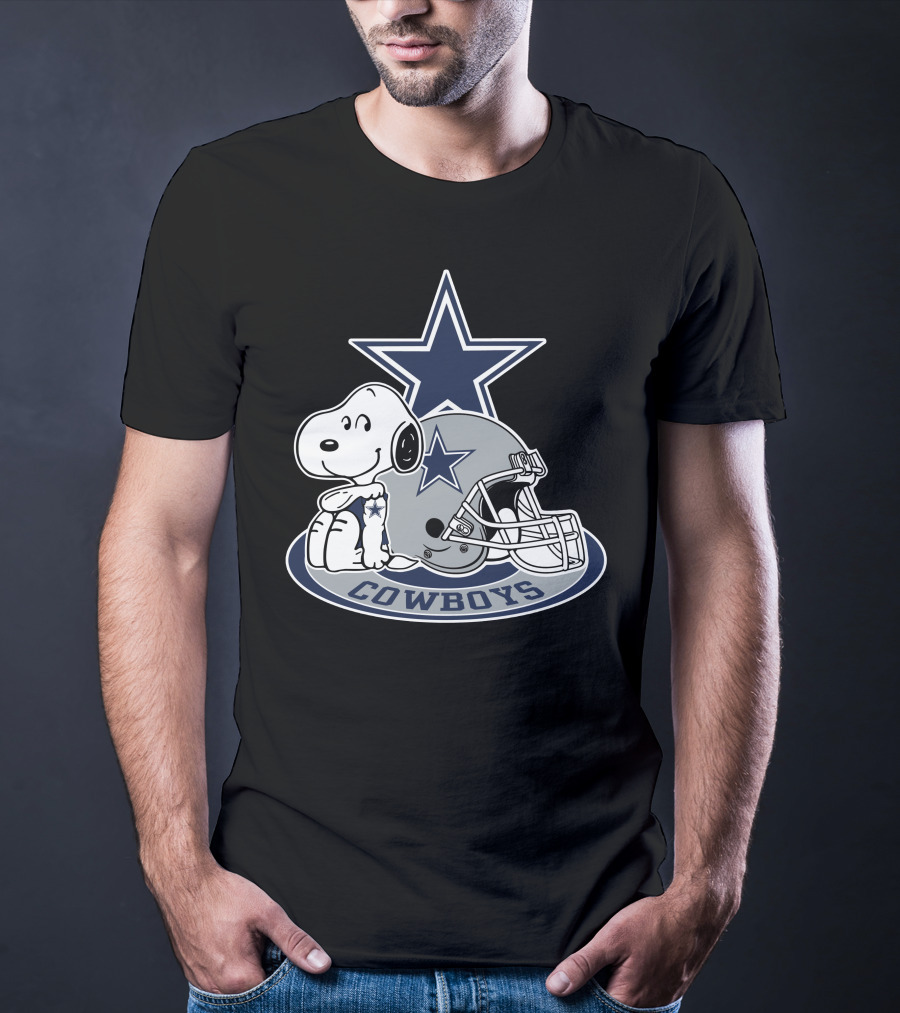 Dallas Cowboys Snoopy With Star Logo And Helmet T-Shirt