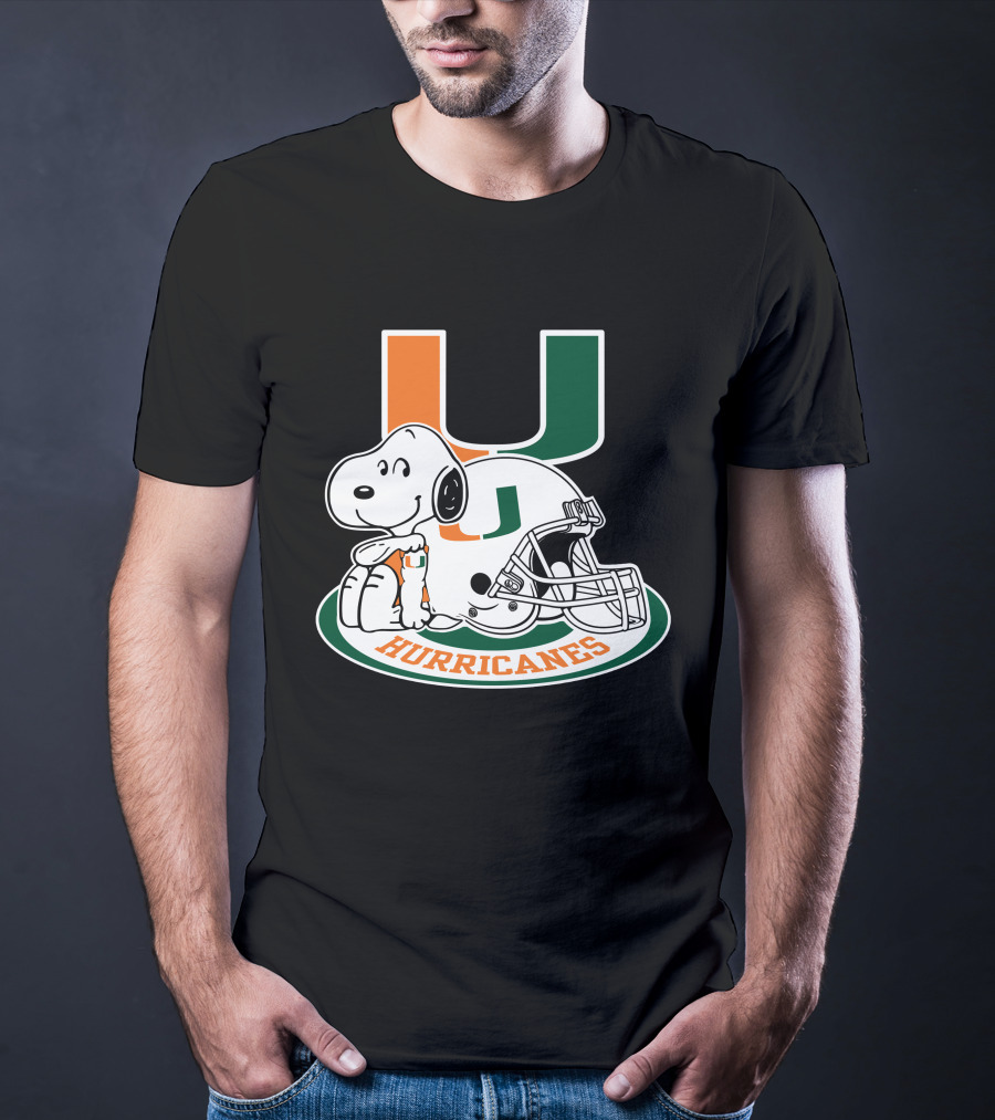Miami Hurricanes Snoopy U Logo Helmet T-Shirt