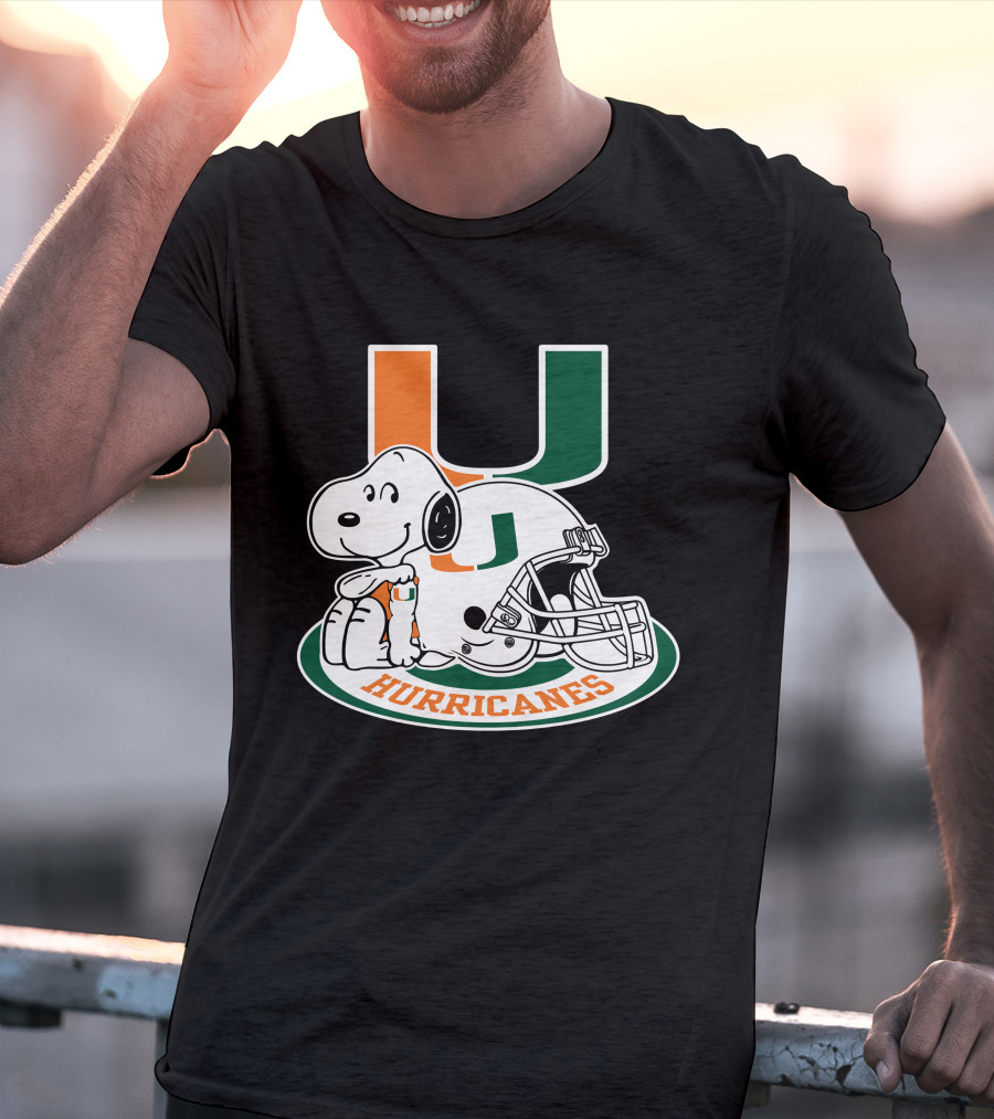 Miami Hurricanes Snoopy U Logo Helmet T-Shirt