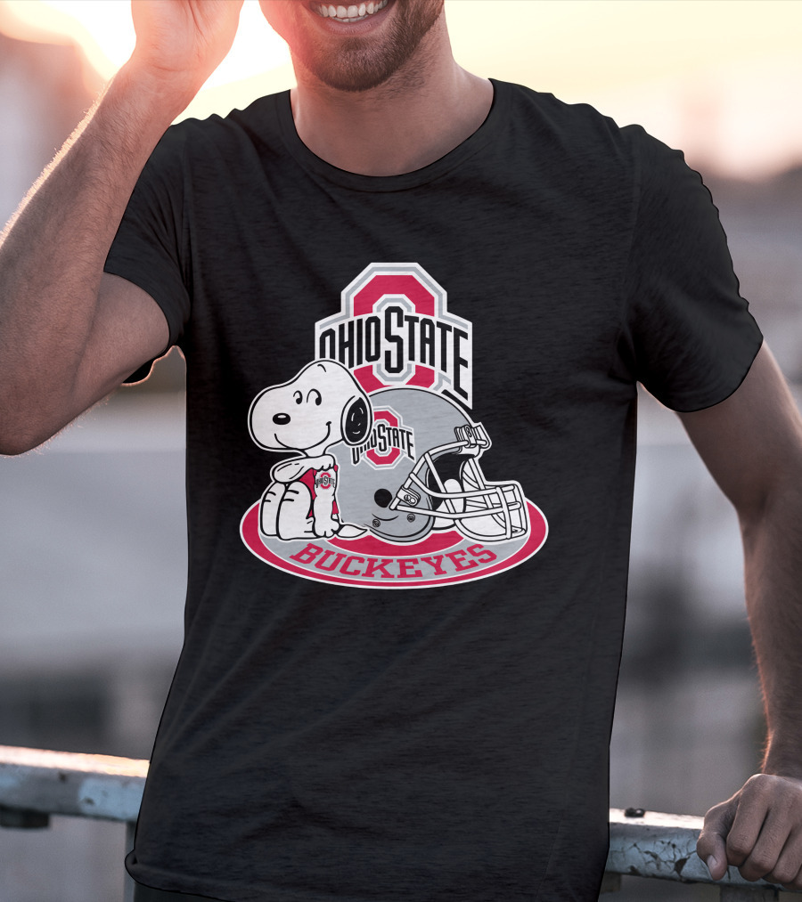 Ohio State Buckeyes Snoopy With Logo And Helmet T-Shirt