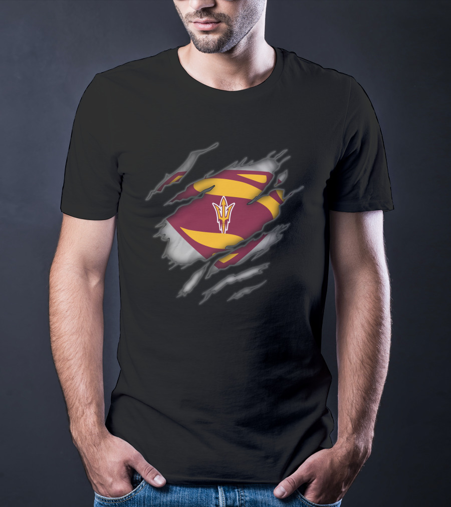Arizona State Sun Devils Logo Rip Superman Style T-Shirt