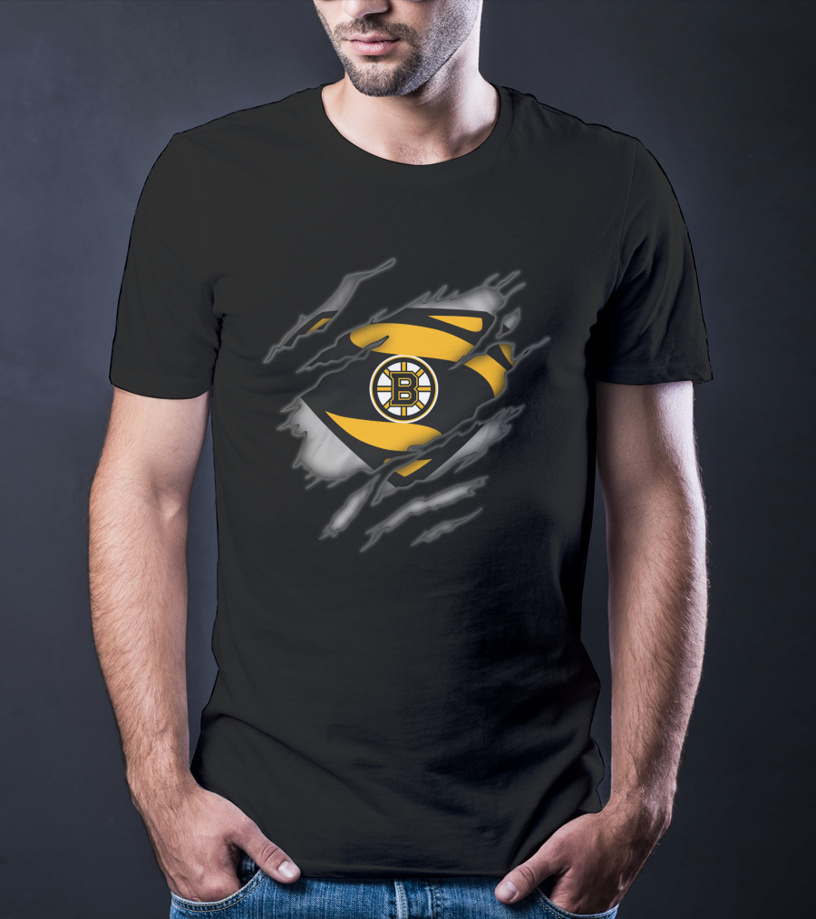 Boston Bruins Superman Logo Dynamic Tear T-Shirt