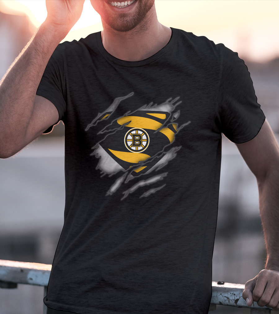 Boston Bruins Superman Logo Dynamic Tear T-Shirt