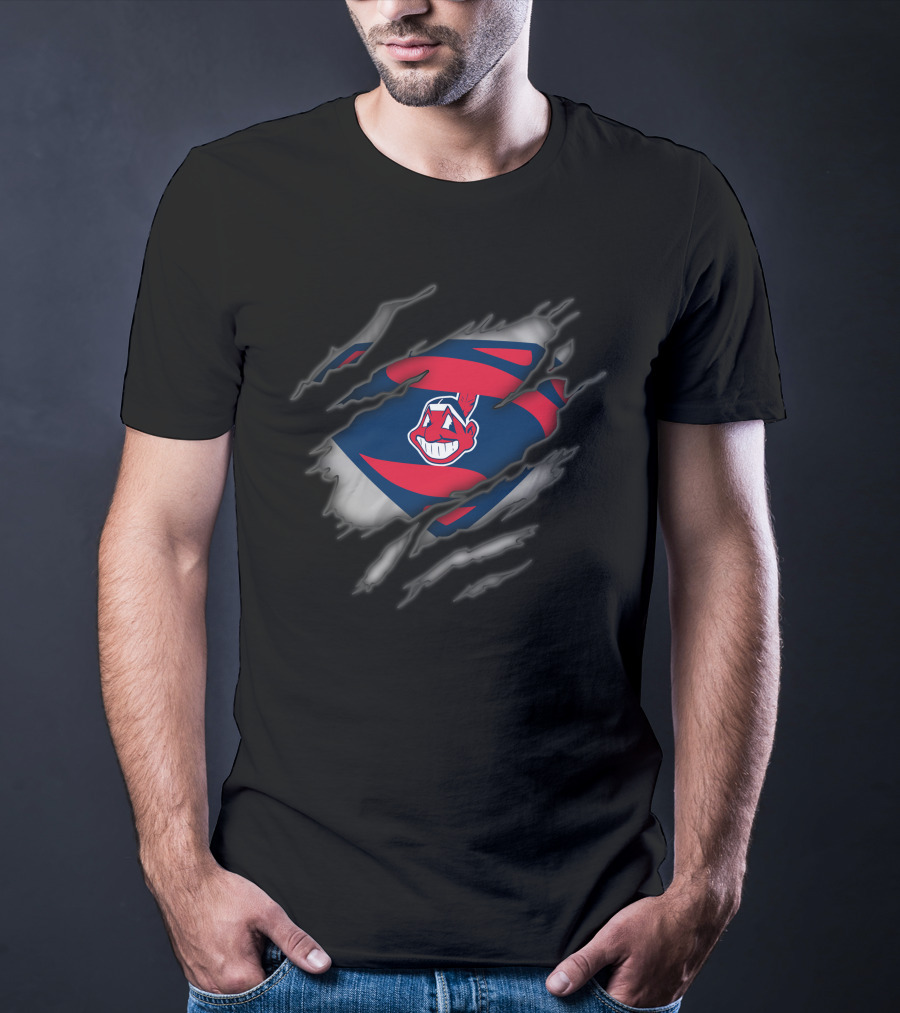 Cleveland Indians Chief Wahoo Superman Rip Style T-Shirt