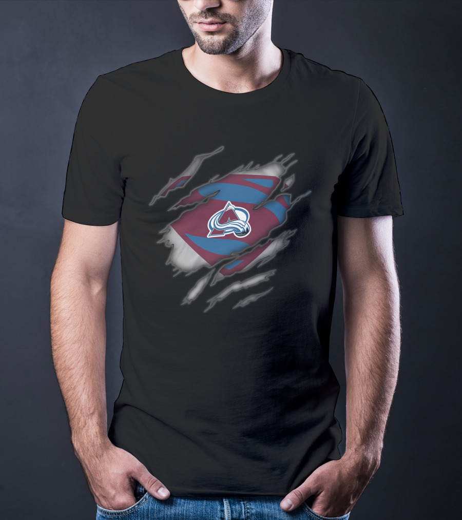 Colorado Avalanche Logo Ripped Superman Style T-Shirt