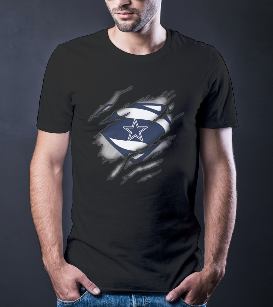 Dallas Cowboys Fan Superman Star Logo Hidden Reveal T-Shirt