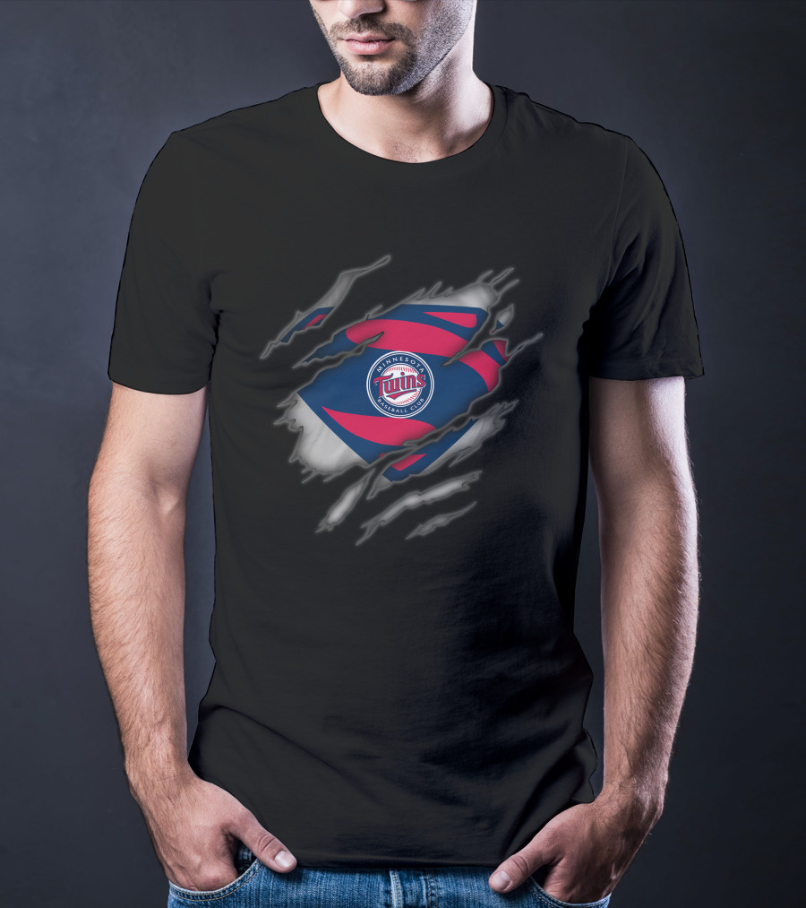 Minnesota Twins Baseball Club Ripped Superman T-Shirt