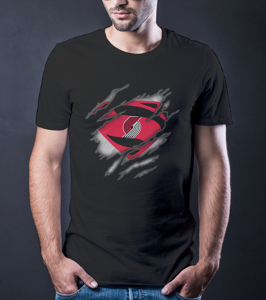 Portland Trail Blazers Ripped Superman T-Shirt
