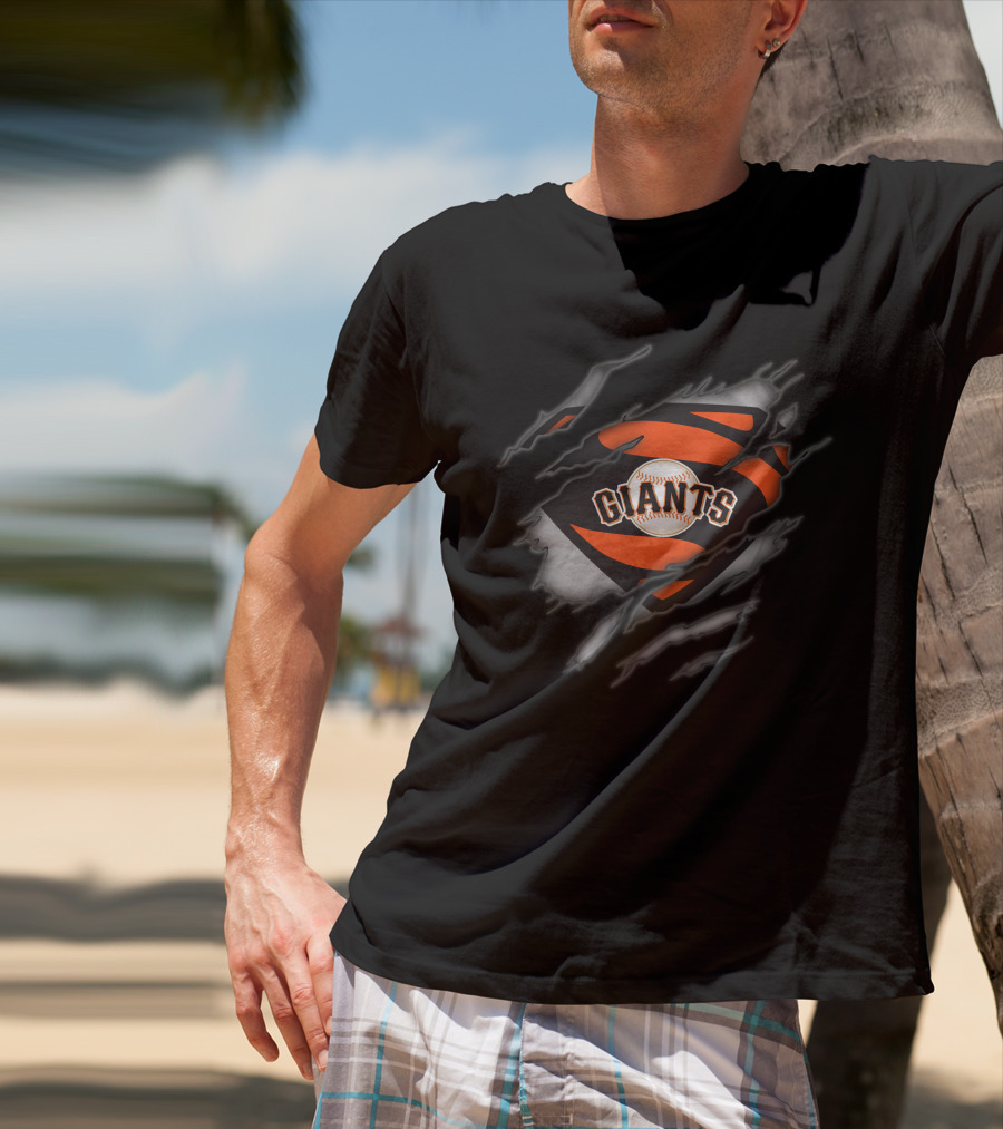 San Francisco Giants Baseball Logo Tear Superman Style T-Shirt