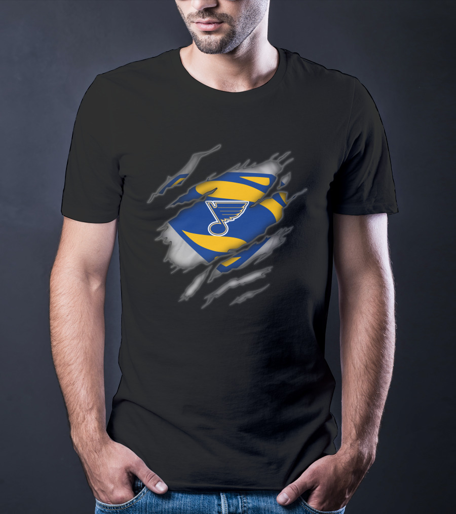 St Louis Blues Logo Tear Design Superhero Style T-Shirt