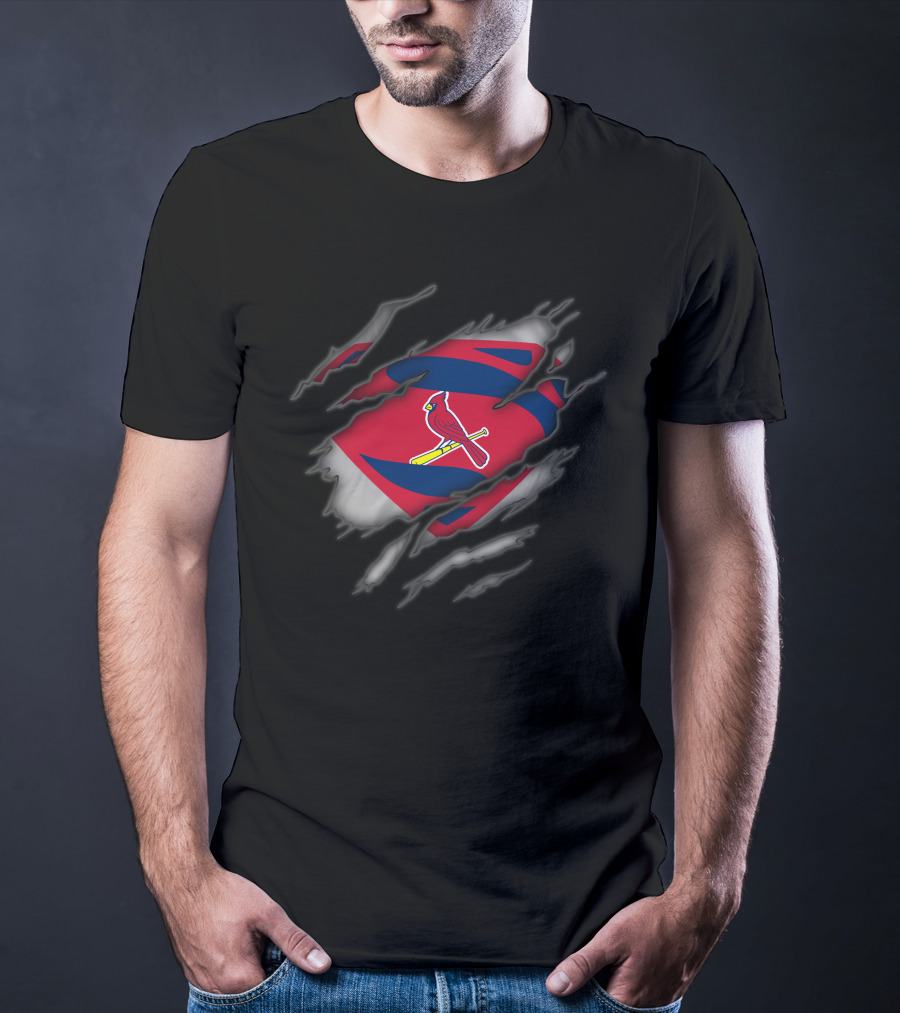 St Louis Cardinals Superman Logo With Torn Suit T-Shirt