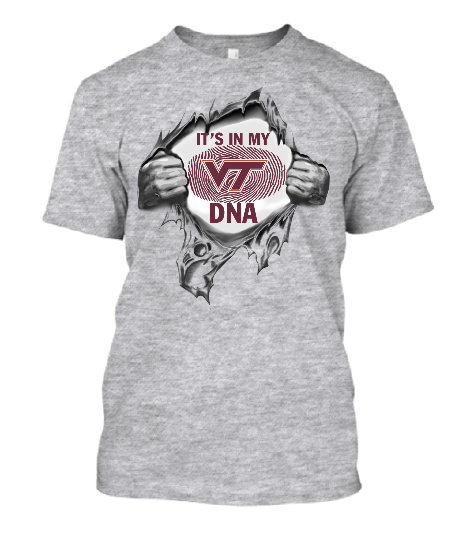 Virginia Tech Hokies It's In My Dna Vt Fingerprint T-Shirt