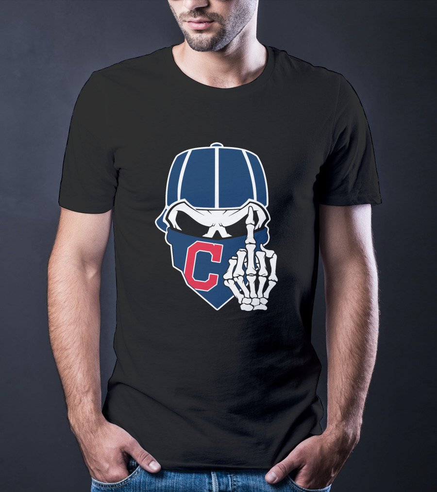 Retro Cleveland Indians Skull With Skeleton Hand And C T-Shirt