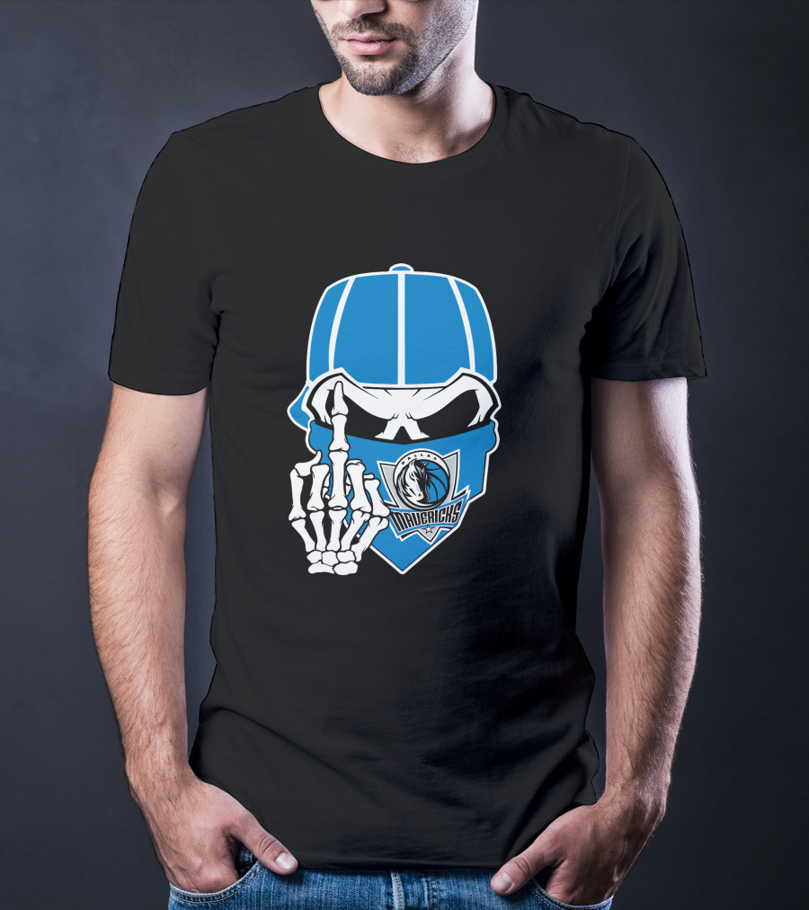 Dallas Mavericks Skull Bandana Skeleton Hand T-Shirt