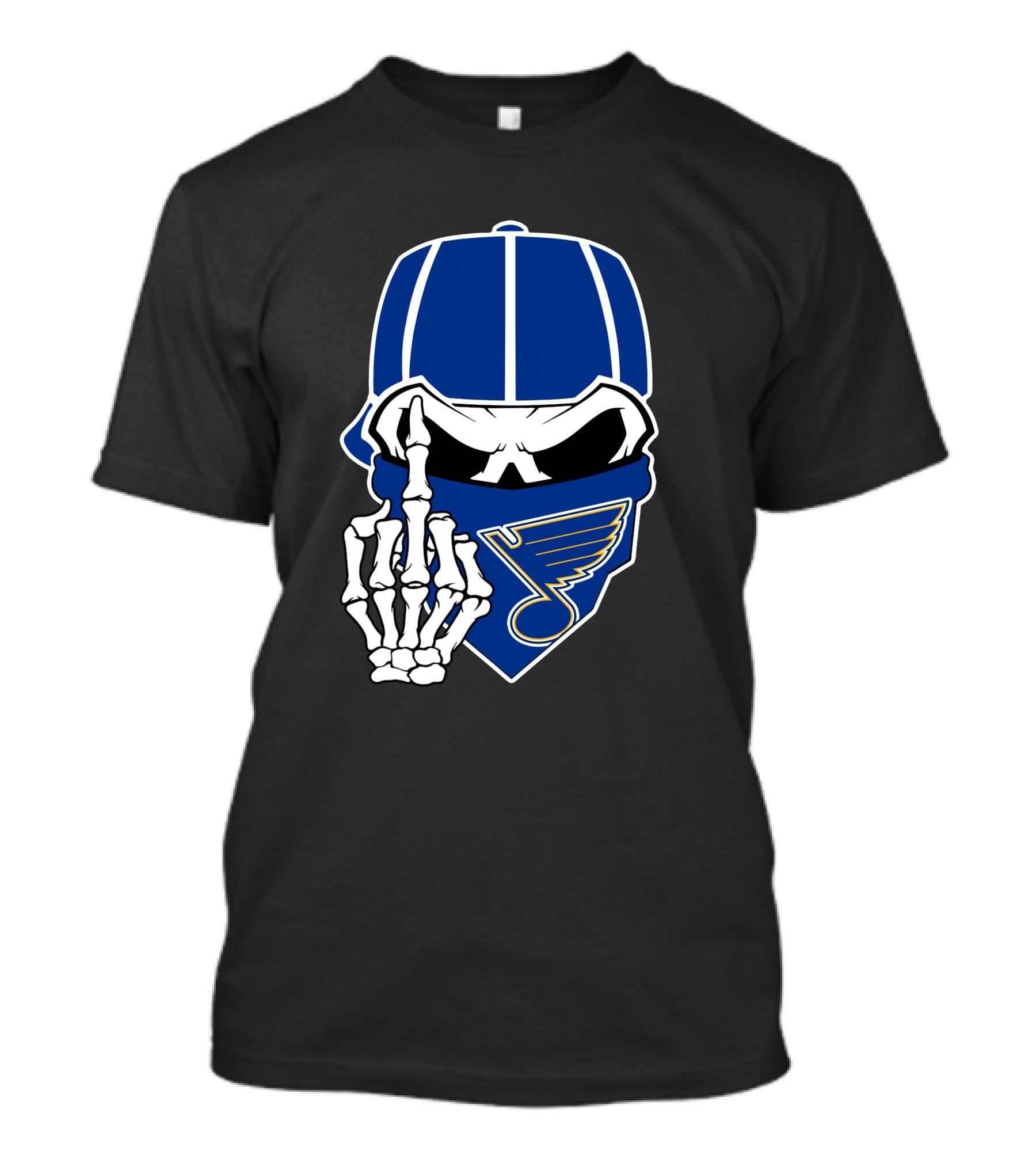 St Louis Blues Skull Skeleton Hand Bandana T-Shirt