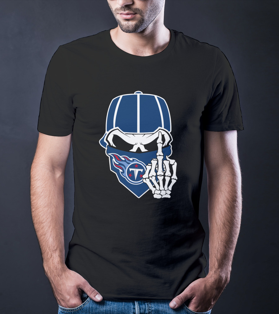 Tennessee Titans Skull Skeleton Hand Gesture T-Shirt