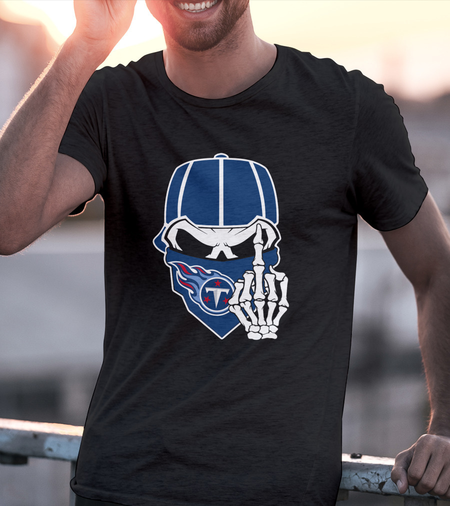 Tennessee Titans Skull Skeleton Hand Gesture T-Shirt