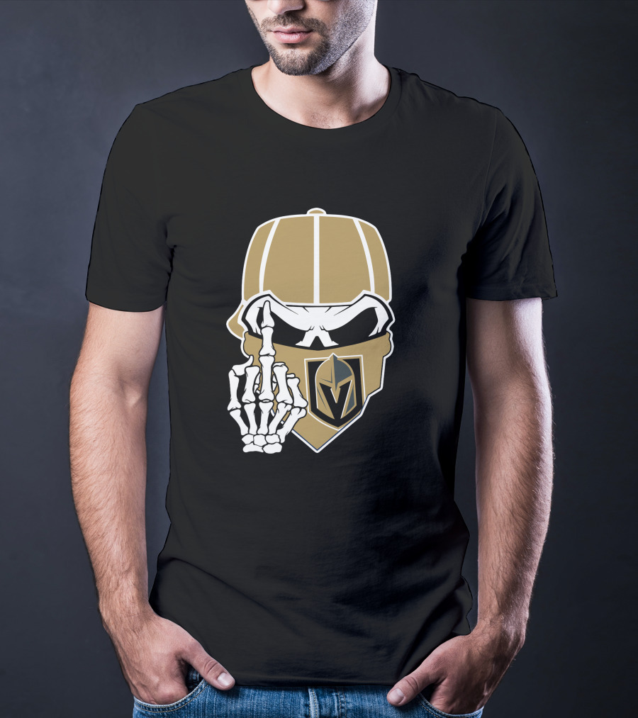 Vegas Golden Knights Skull Skeleton Middle Finger T-Shirt