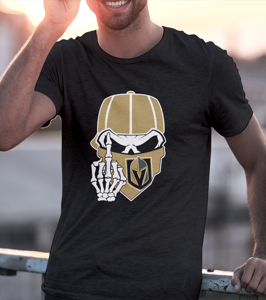 Vegas Golden Knights Skull Skeleton Middle Finger T-Shirt