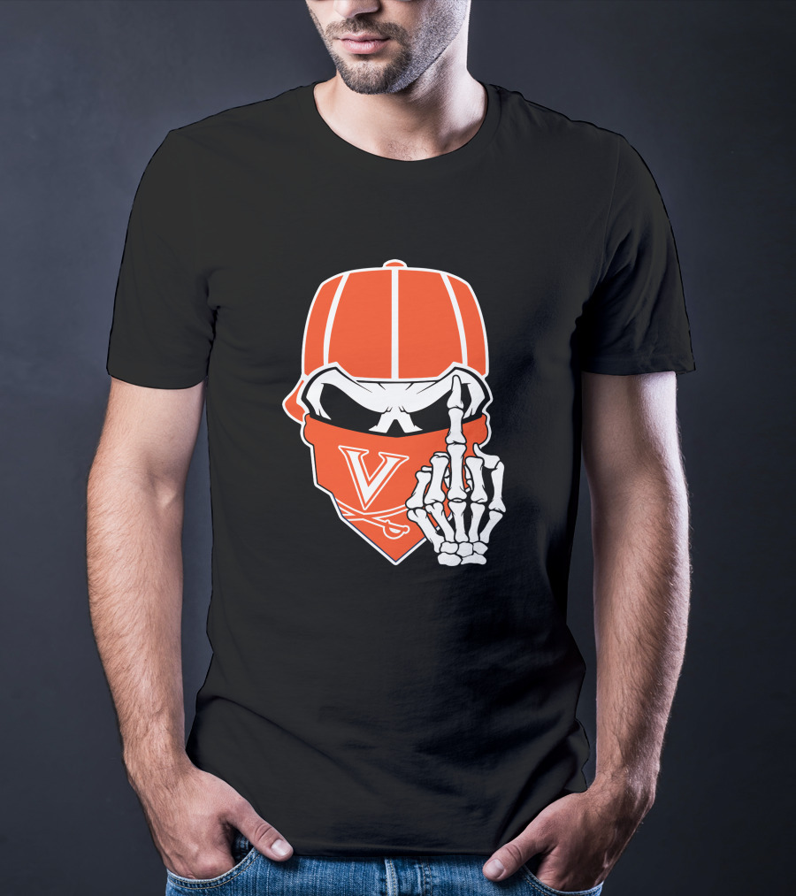 Virginia Cavaliers Skull Bandana Skeleton Gesture T-Shirt