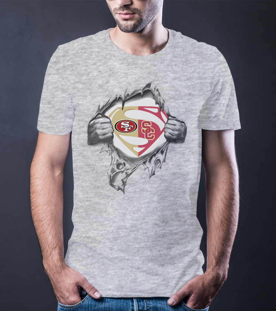 49ers Usc Trojans Superman Logo Combination T-Shirt