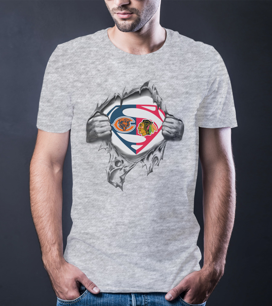 Chicago Bears Blackhawks Superman Crossover T-Shirt
