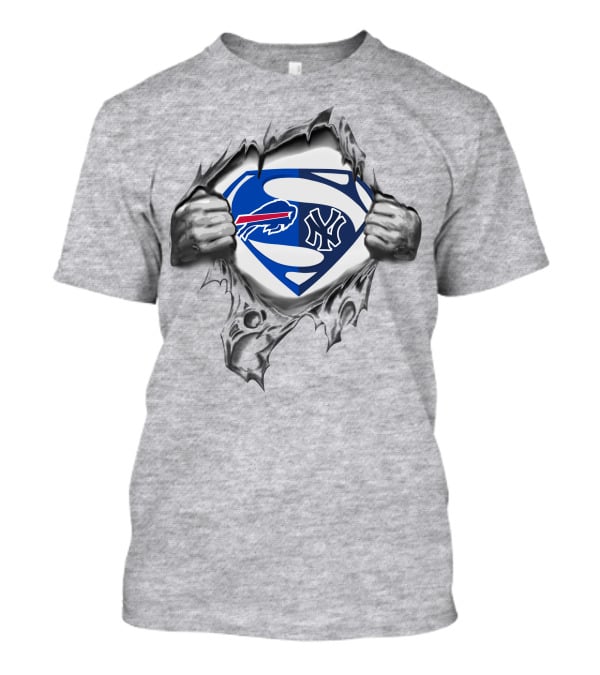 Buffalo Bills New York Yankees Superman Crossover T-Shirt