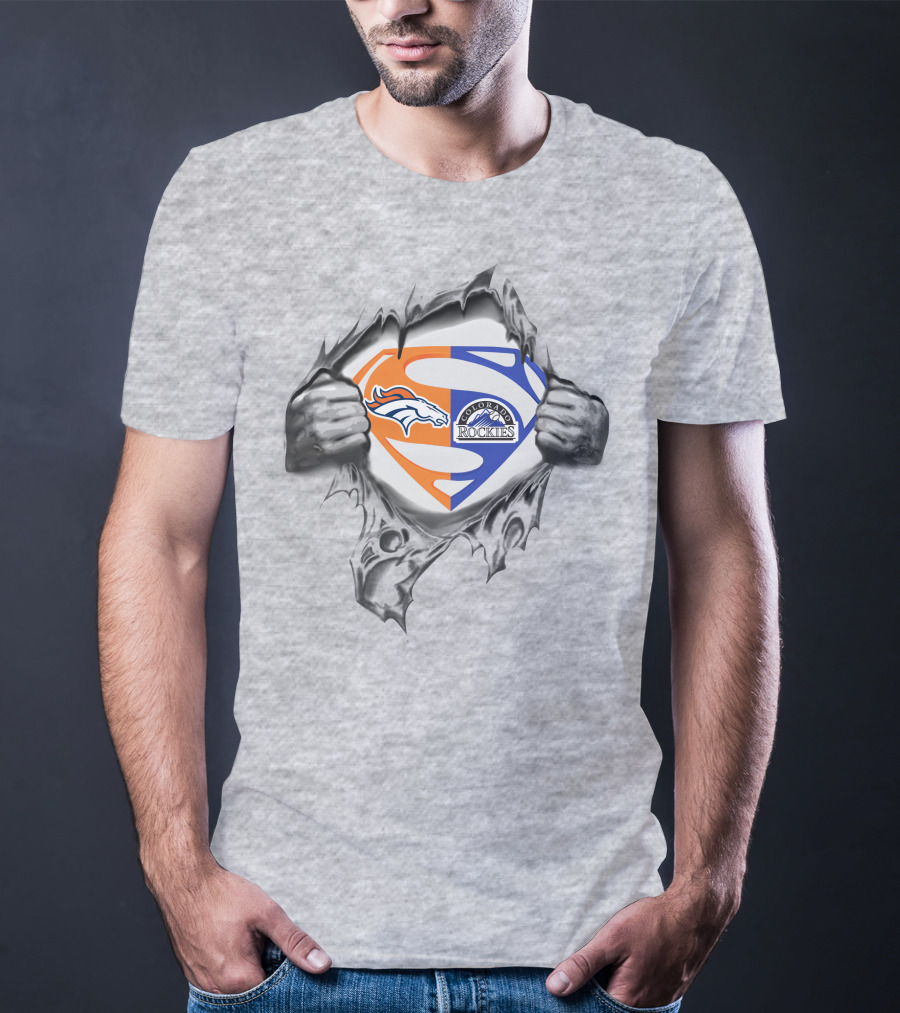 Broncos Colorado Rockies Superman Logo Fusion T-Shirt