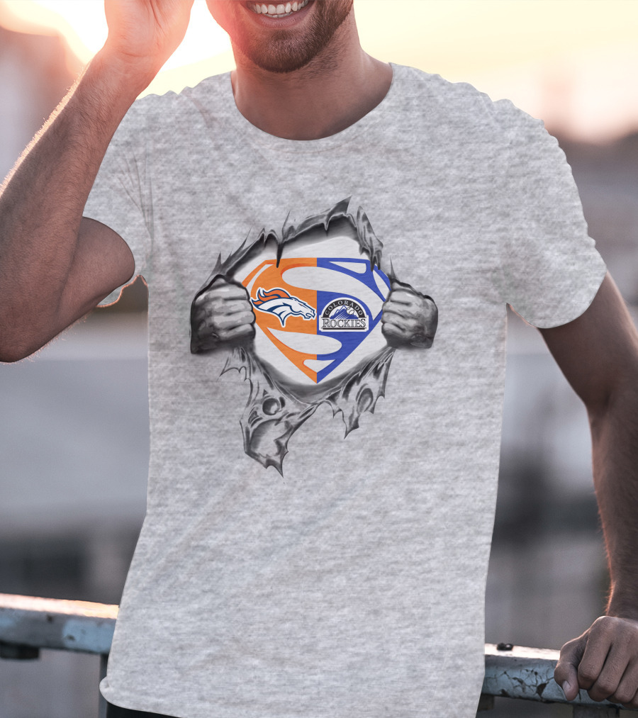 Broncos Colorado Rockies Superman Logo Fusion T-Shirt