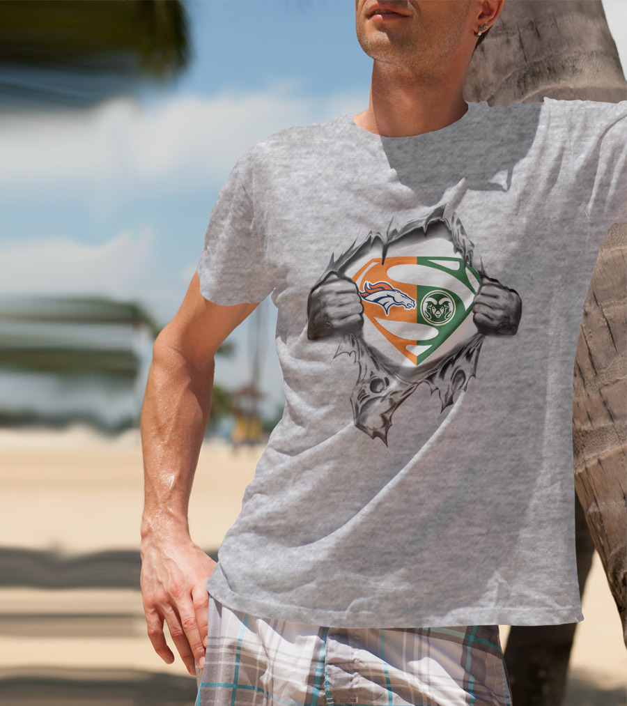 Broncos Colorado State Rams Superman Logo Crossover T-Shirt