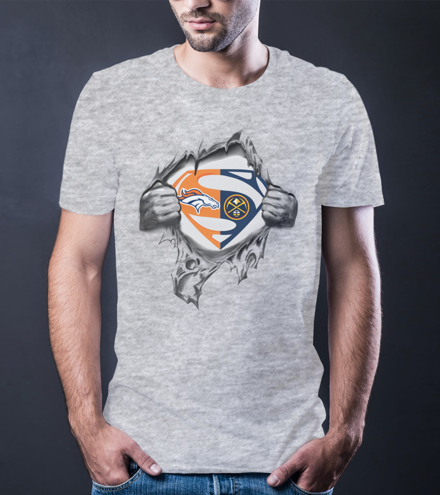 Denver Broncos Nuggets Superman Logo Mashup T-Shirt
