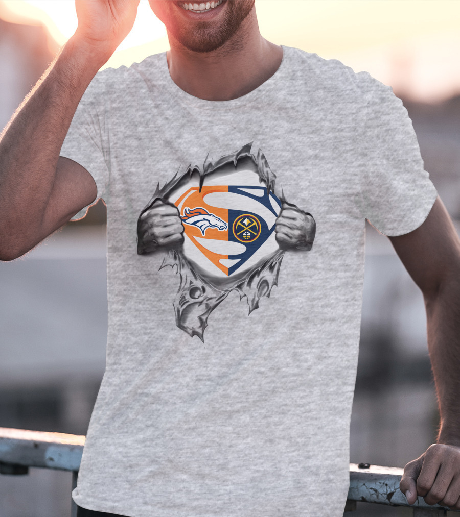 Denver Broncos Nuggets Superman Logo Mashup T-Shirt