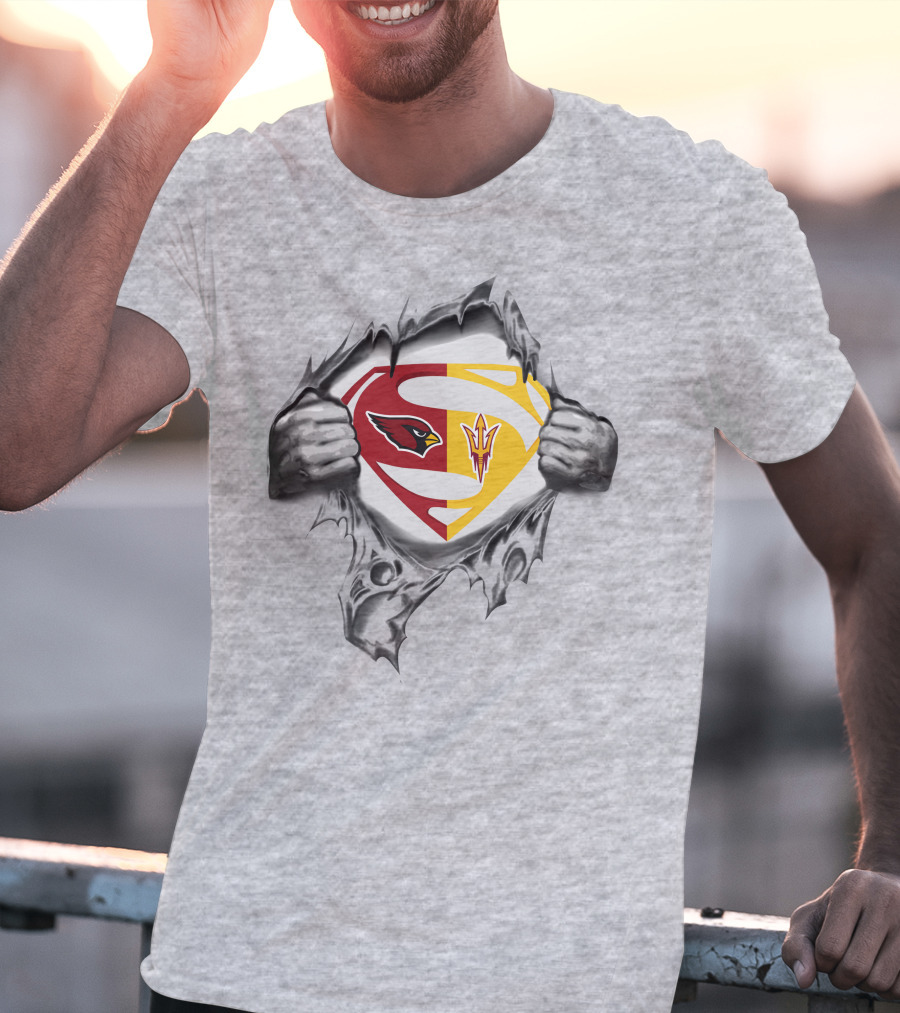 Arizona Cardinals Arizona State Sun Devils Superman Logo Fusion T-Shirt