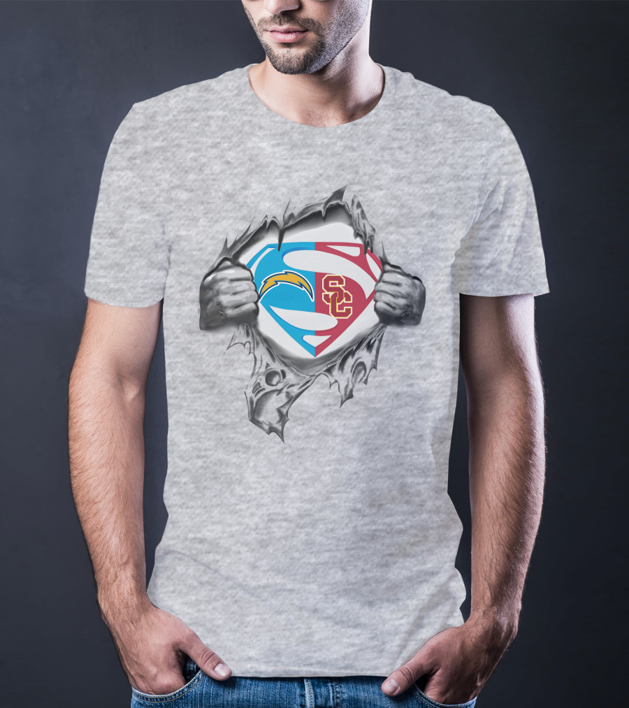 Chargers Usc Trojans Superman Symbol Burst Fusion T-Shirt
