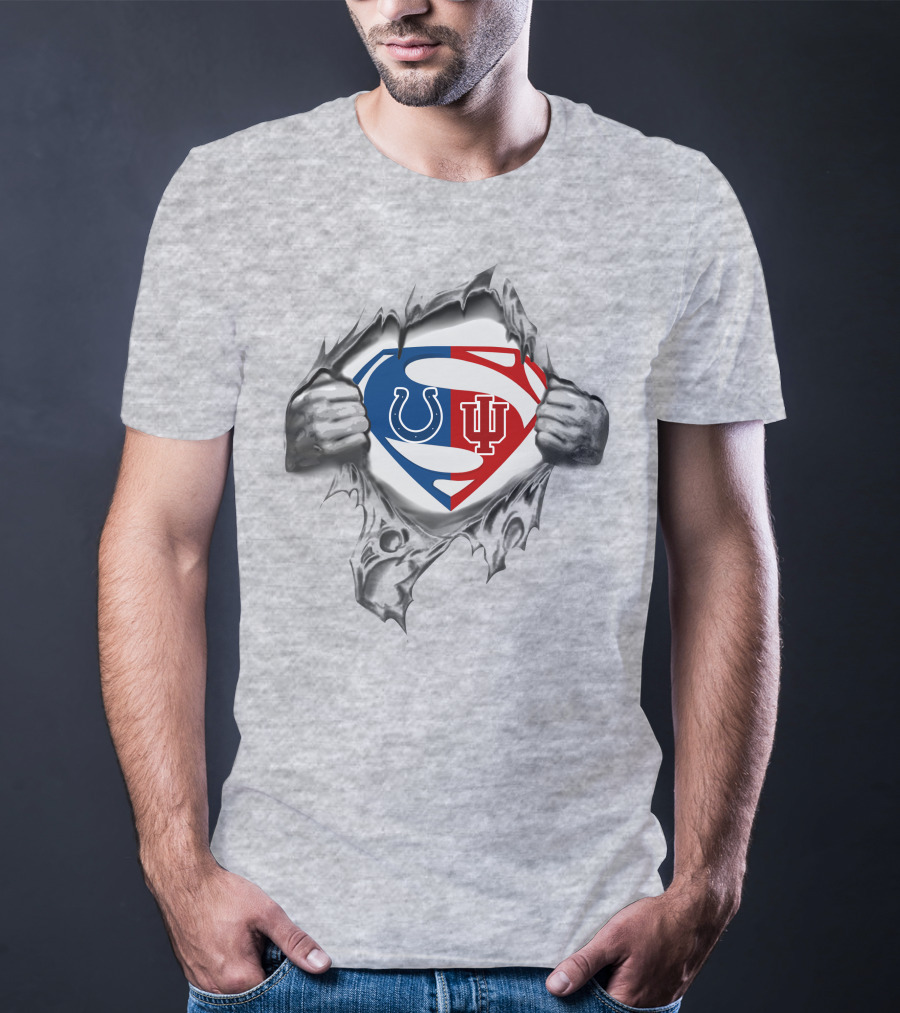 Colts Indiana Hoosiers Superman Symbol Torn Reveal T-Shirt
