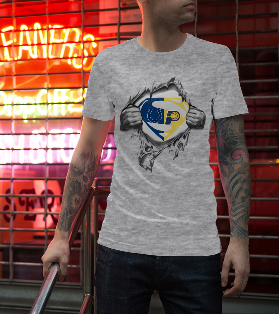 Indianapolis Colts Indiana Pacers Superman Logo Combination T-Shirt