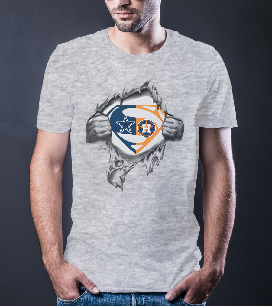 Superman Logo Crossover Dallas Cowboys Houston Astros T-Shirt