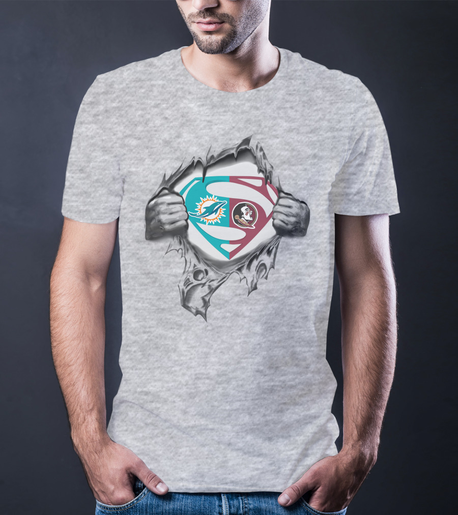 Miami Dolphins Florida State Seminoles Superman Logo Mashup T-Shirt
