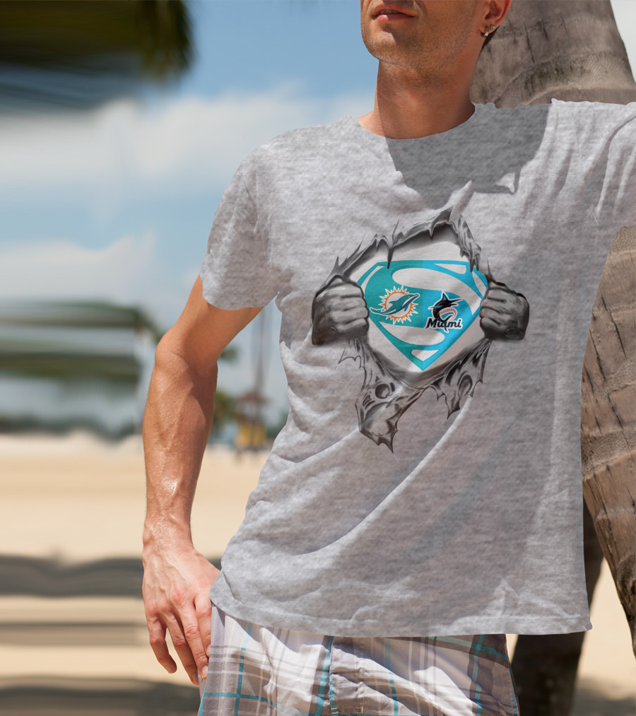 Miami Dolphins Miami Marlins Superman T-Shirt