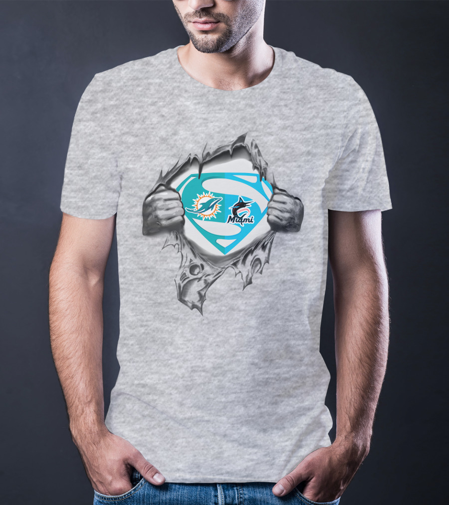 Miami Dolphins Miami Marlins Superman T-Shirt