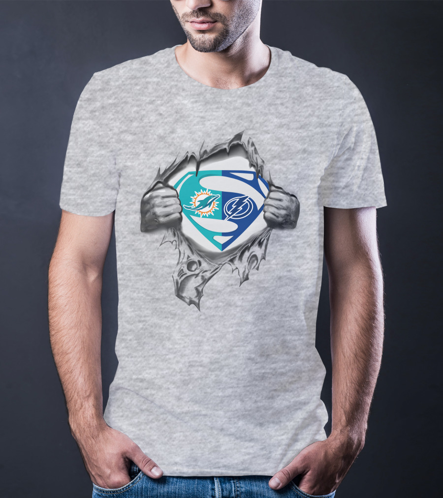 Dolphins Tampa Bay Lightning Superman Logo Mashup T-Shirt