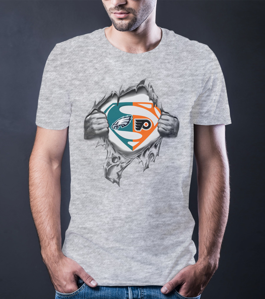 Eagles Philadelphia Flyers Superman Logo Fusion T-Shirt