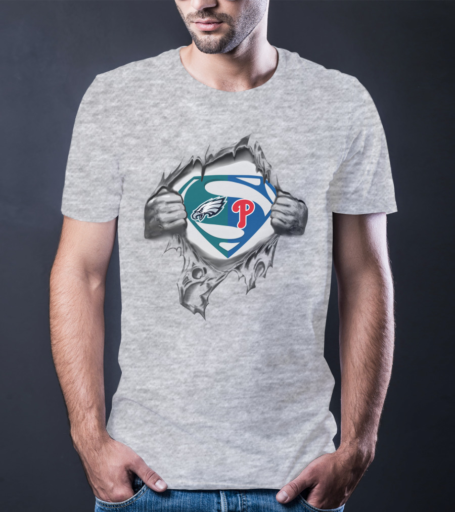 Eagles Philadelphia Phillies Superman Logo Crossover T-Shirt