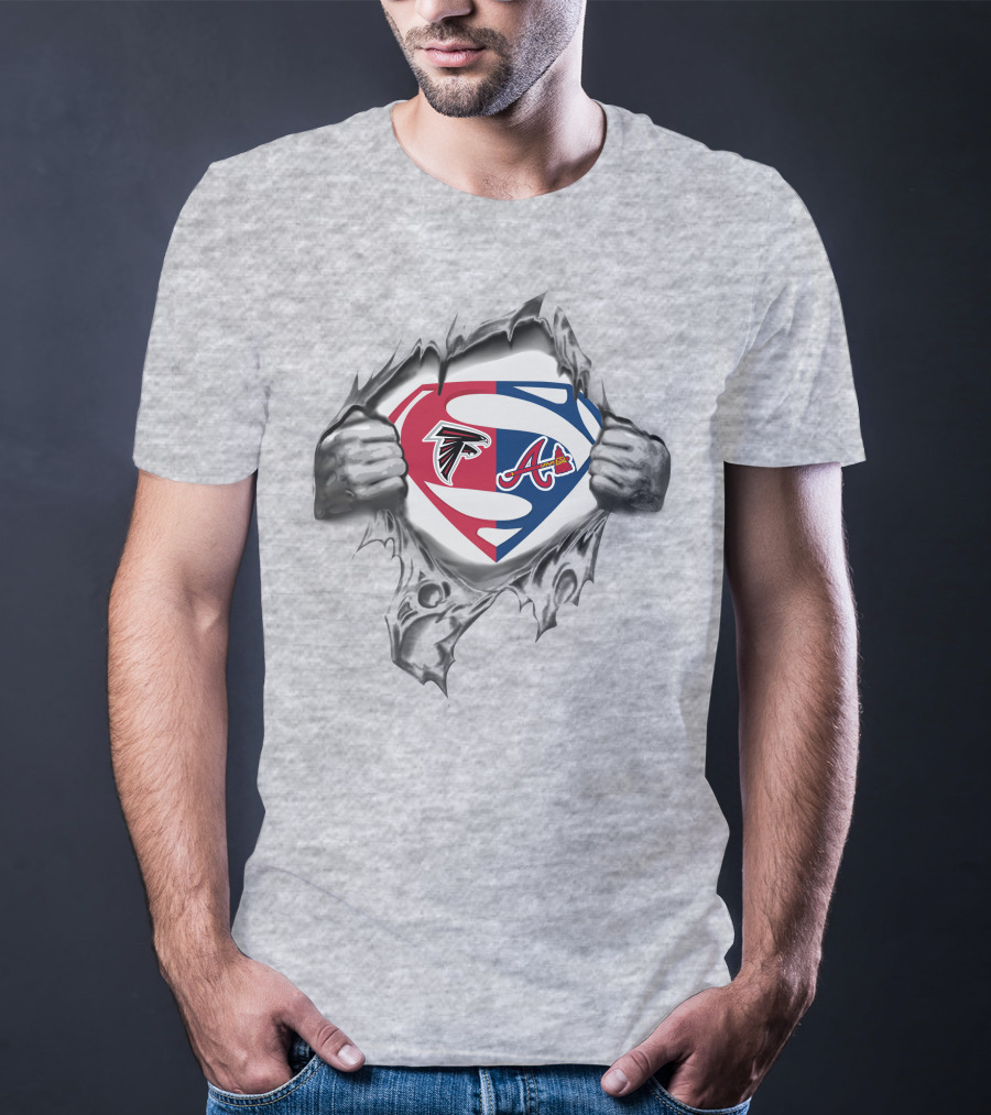 Atlanta Falcons Braves Superman Logo Fusion T-Shirt